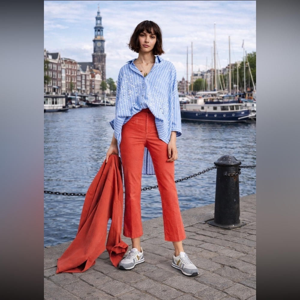 ANTHROPOLOGIE NWT The Essential Corduroy Cropped Flare Trousers Size 2.